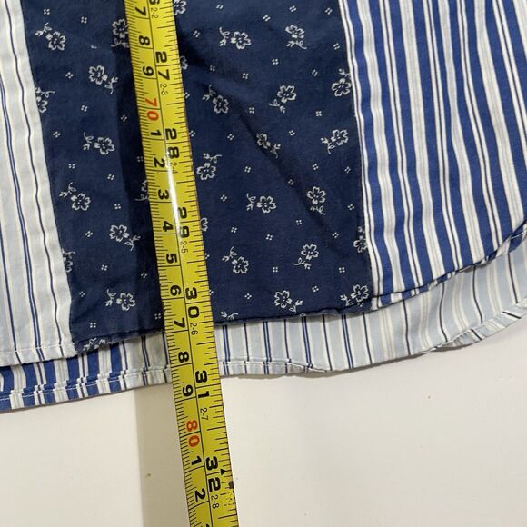 Ralph Lauren Button Down Shirt Sz XL Blue White Striped Patchwork Madras Stripe - Picture 4 of 5